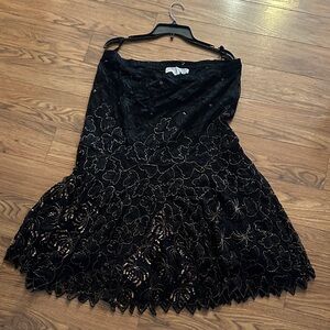 Elegant Black Lace A-Line Skirt